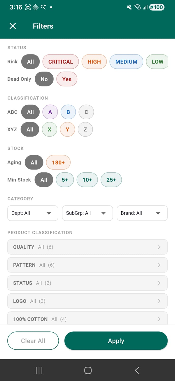 SAHAY filters screen